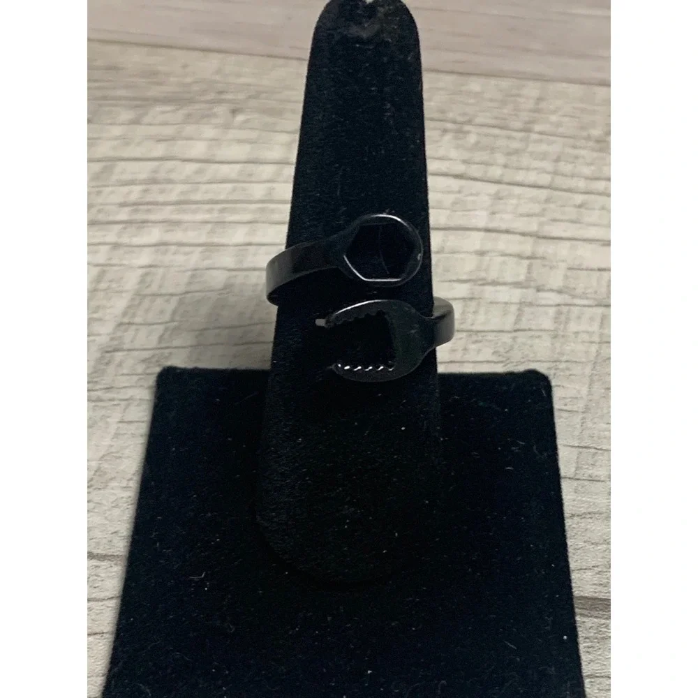 Mens Black Wrench Ring Industrial Mechanic Style Tool Jewelry Size 8.5 3250